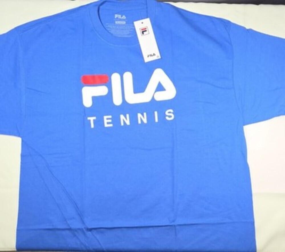 Fila Men's Classic Logo Short Sleeve Crew Neck T-Shirt In Blue- XXL